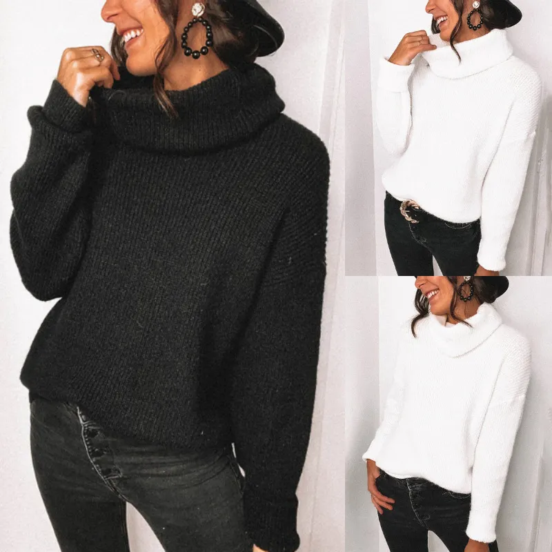 European And American Solid Color Turtleneck Long Sleeve Sweater