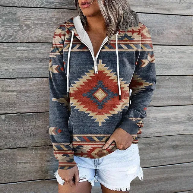 Female Ethnic Tribal Hoodie Coat Smoky Gray - Shop at LoveMi