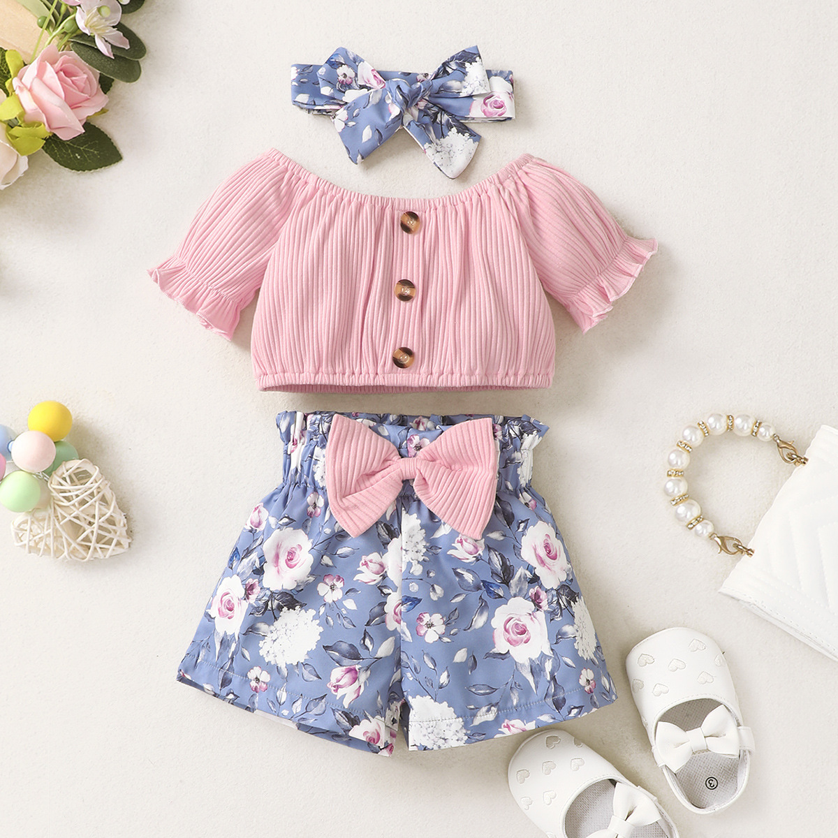 Title 2, Conjunto de três peças para bebê, com shorts es...