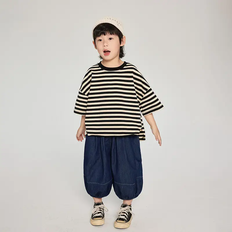 Summer Children Korean Striped Loose T-shirt