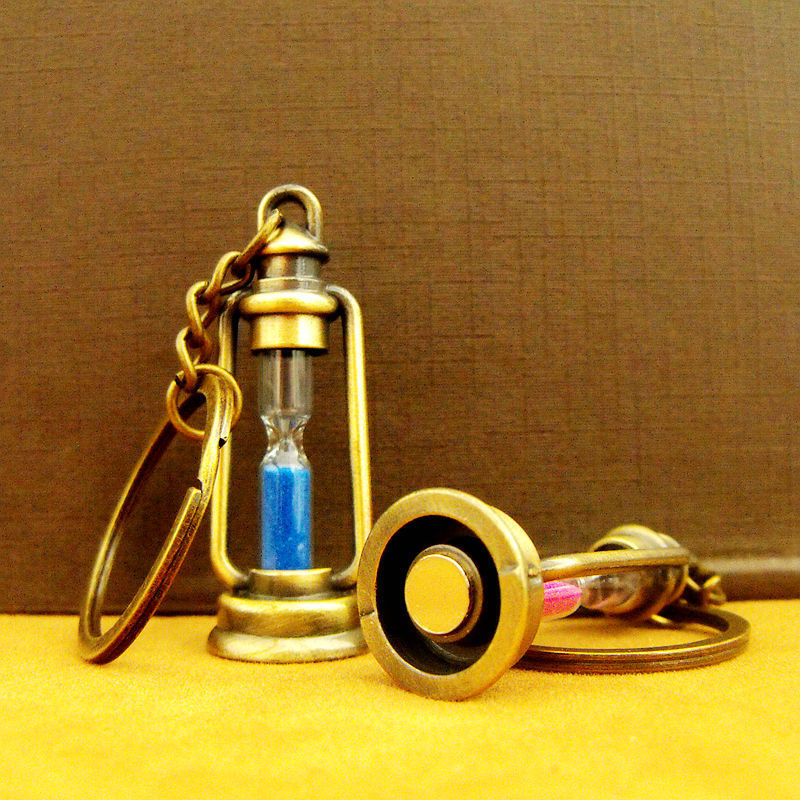 Title 9, Revolving Scenic Lantern Hourglass Keychain Simple