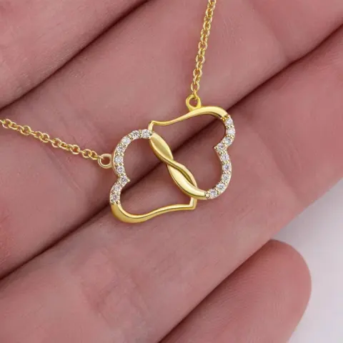 Fashion Double Heart Love Necklace with Rhinestones Inlaid Zircon