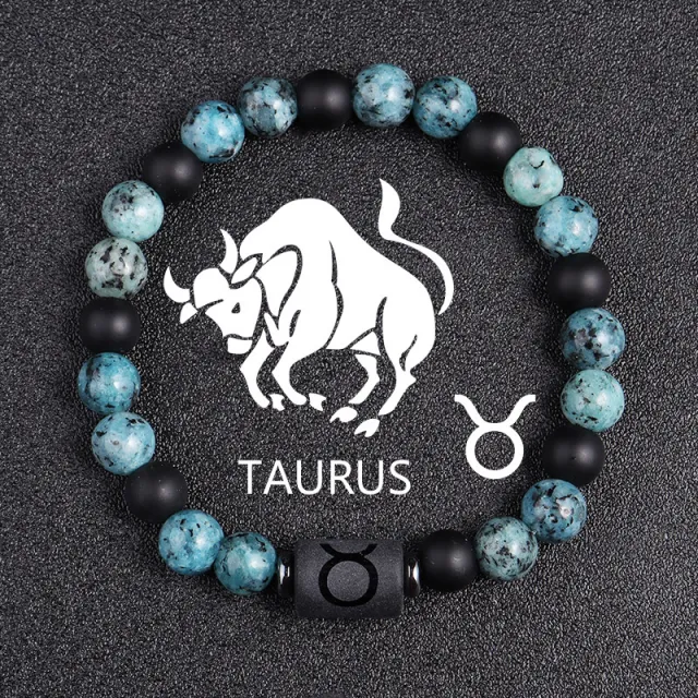 Twelve Constellations Bracelets 8mm Obsidian String Beads Natural Stone Taurur - Shop at LoveMi