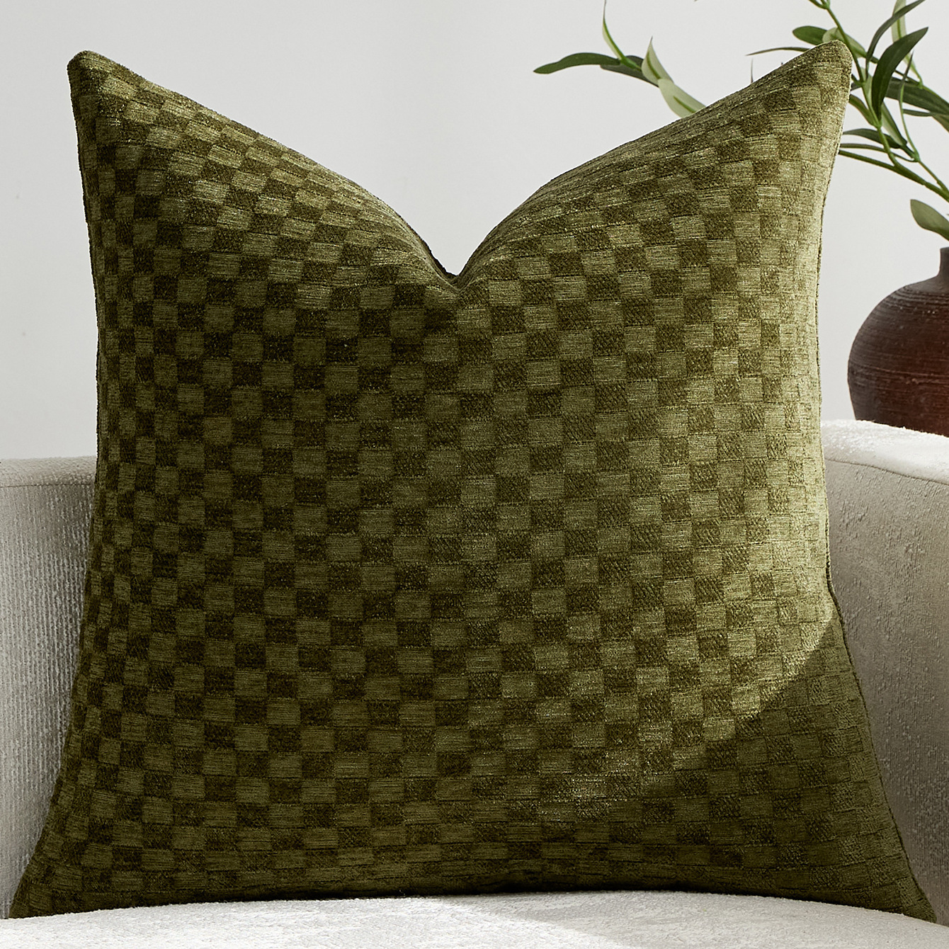 Chenille Three-dimensional Small-check Throw Pillow Sofa Cushion Cover Solid Color — foto 9