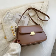 Women's Retro All-match Crossbody Shoulder Underarm Small Square Bag - Khaki - View 1