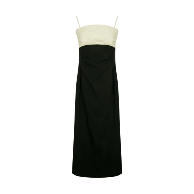 Color Matching High Waist Slip Pleated Slim fit Dress Hepburn Black And White - Shop at LoveMi