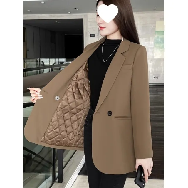 Thickened Coat Women's Casual Professional Blazer Khaki - Shop at LoveMi