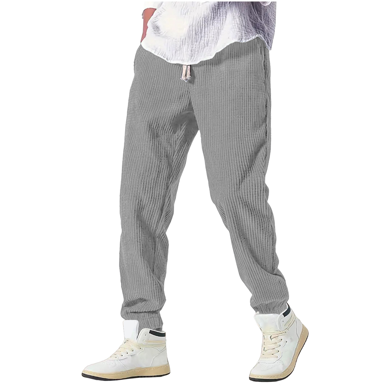 Mens Thickened Waffle-Weave Sporty Casual Pants For Fall Winter - Image 6