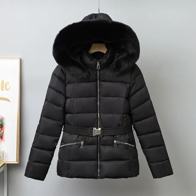 Brushed Lining Slim fit Elegant Cotton padded Coat Black - Shop at LoveMi
