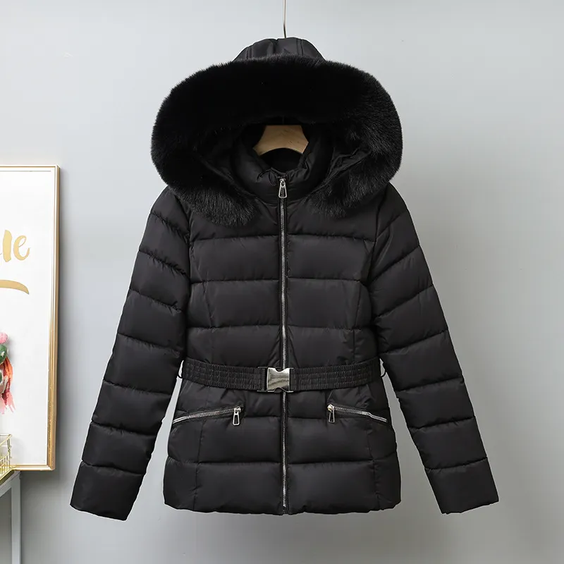 Brushed Lining Slim-fit Elegant Cotton-padded Coat - Black