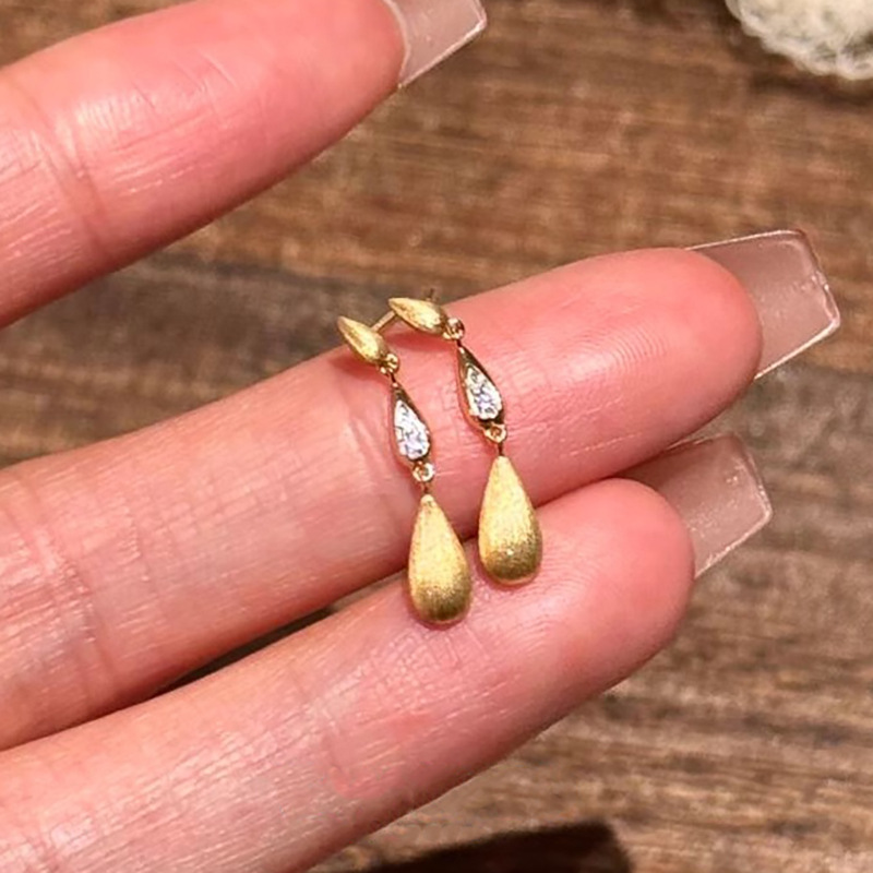 Brushed Water Drop Ear Studs Women