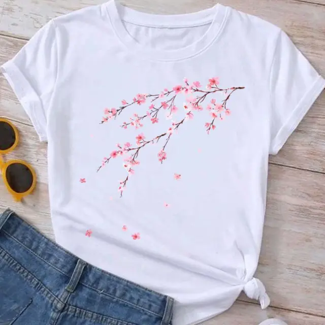 Flower Plant Bottoming Shirt Half Sleeve Simple Cartoon Mgq29045 - Shop at LoveMi