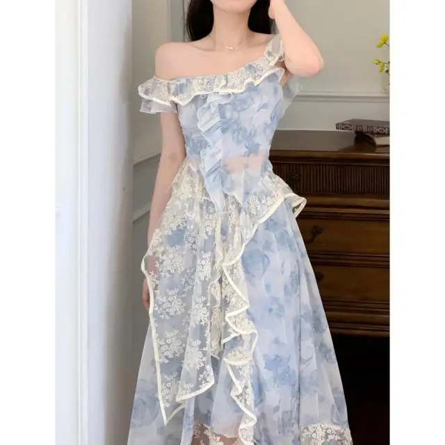 Tea Break Blue Super Fairy Two piece Dress Two Piece Set - Shop at LoveMi