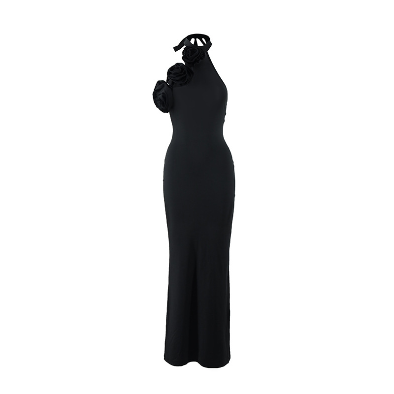 Sexy Chic Halter neck Backless Slit Dress Black - Shop at LoveMi