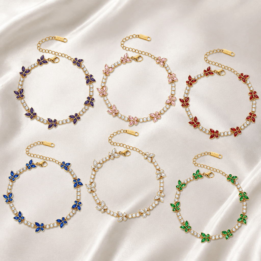 Butterfly Zircon Titanium Steel Bracelet Light Luxury And Elegant