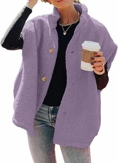 European And American Leisure Sleeveless Lambswool Warm Vest Baggy Coat Purple - Shop at LoveMi