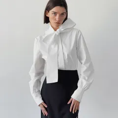 Minority Fashion Temperament Commute Shirt Women's Design Lace-up - White - View 1