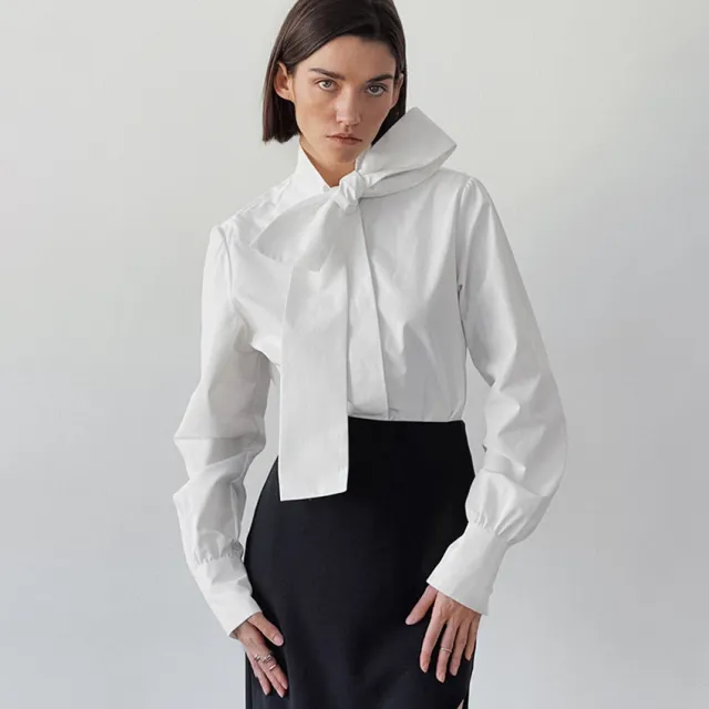 Minority Fashion Temperament Commute Shirt Women's Design Lace up White - Shop at LoveMi