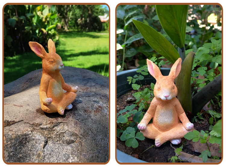 Title 2, Creative Meditation Bunny Garden Courtyard Deco...