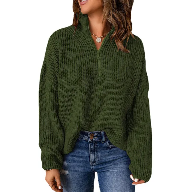 Women's Turtleneck Autumn And Winter Pullover Knitted All matching Sweater Army Green - Shop at LoveMi
