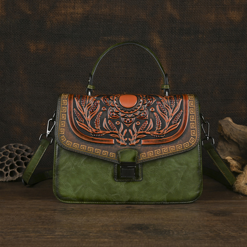 Craftsmanship Handbag With A Crossbody Strap And A Color-block Design
