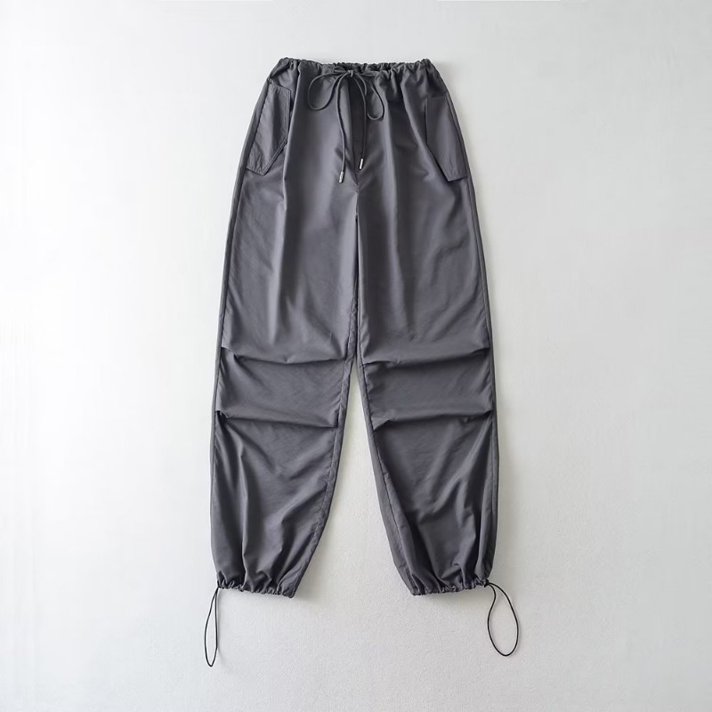 Summer New Thin Baggy Straight Trousers Waist Belt Paper Bag Pants High-waisted Trousers Drawstring Casual Pants
