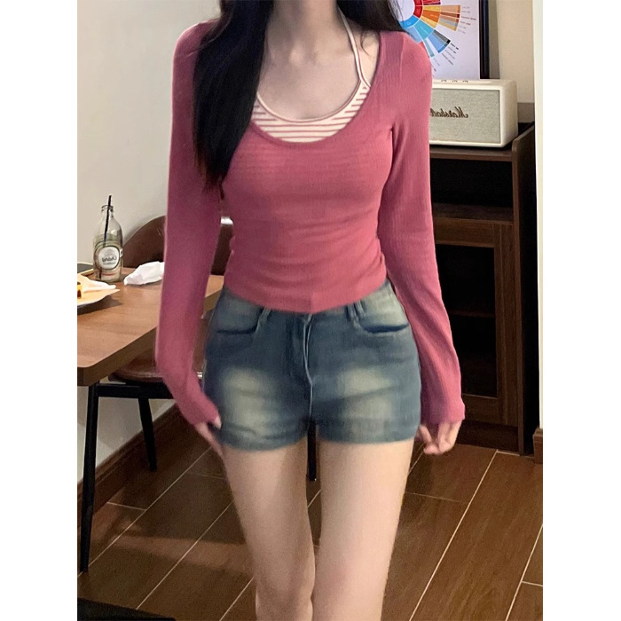 Women's Strappy T-shirt Top Two-piece Suit