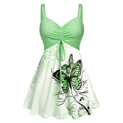 Sleeveless Butterfly Print Camisole Women's - Green - View 1