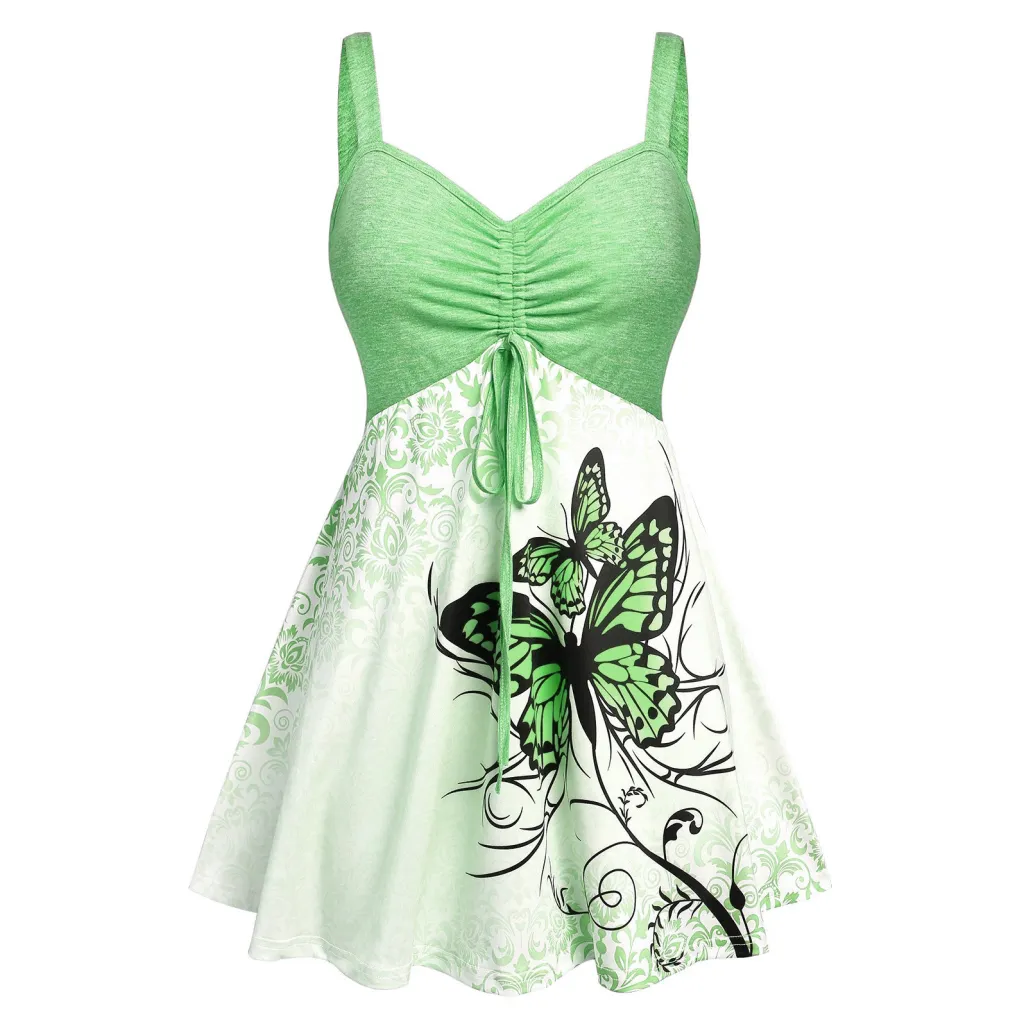 Sleeveless Butterfly Print Camisole Women's - Green