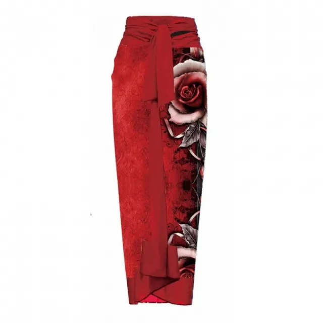 Big Flower Decoration Sexy Print Swimsuit Outfit Women's Top Skirt Skirt Average Size - Shop at LoveMi