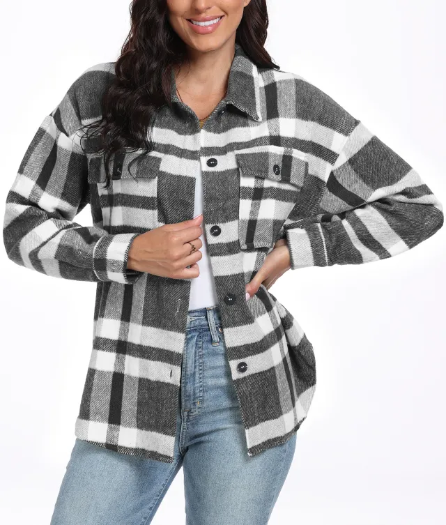 Women's Long Sleeve Striped Plaid Long Sleeve Black - Shop at LoveMi