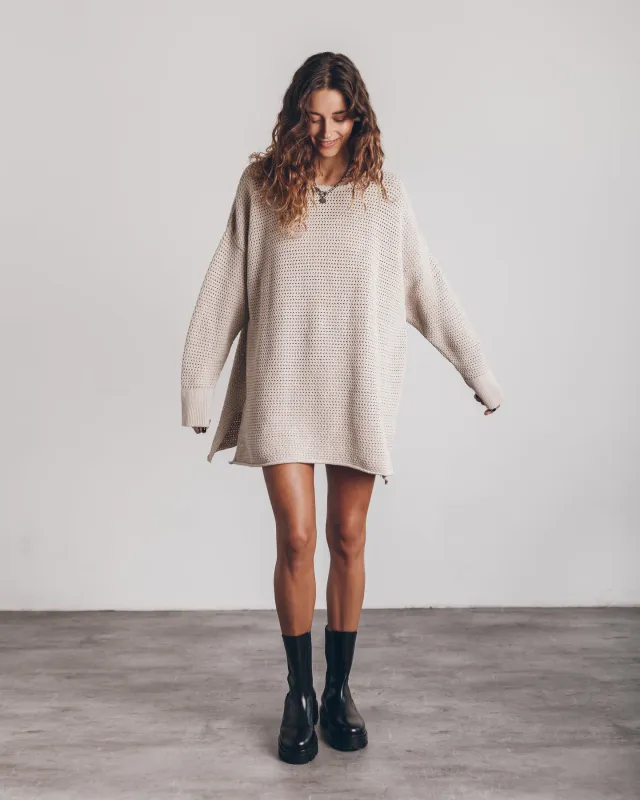 Women's Twist Thread Loose All match Round Neck Sweater Apricot - Shop at LoveMi