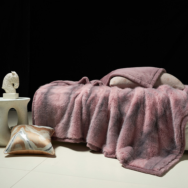 Affordable Luxury Faux Fur Sofa And Double Bed Side Fox Blanket