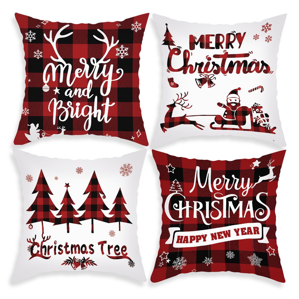 Title 2, Pillow Cover Cartoon Santa Claus Elk Holiday De...