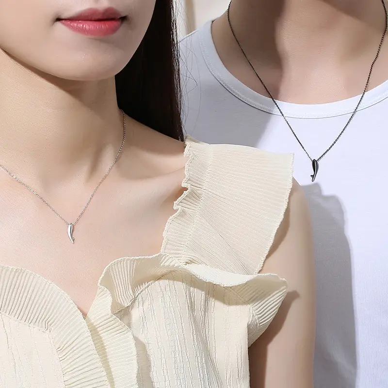 Dolphin Love Couple Necklace Sterling Silver Pendant