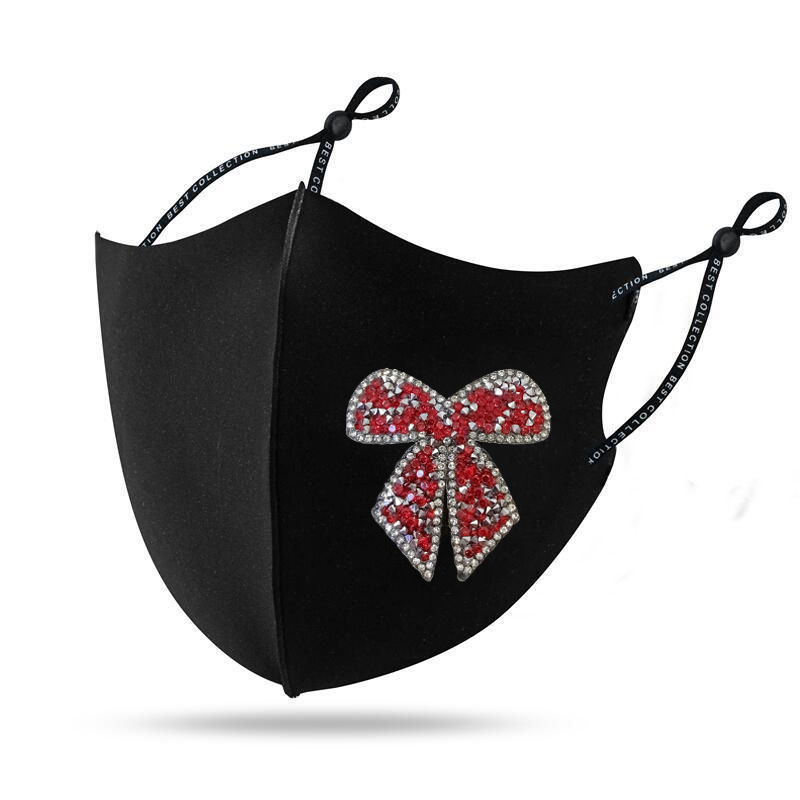 Women's Mask Diamond Shiny Diamond Bow Creative Pattern Sun Block Dustproof Warm - Picture 9 of 22