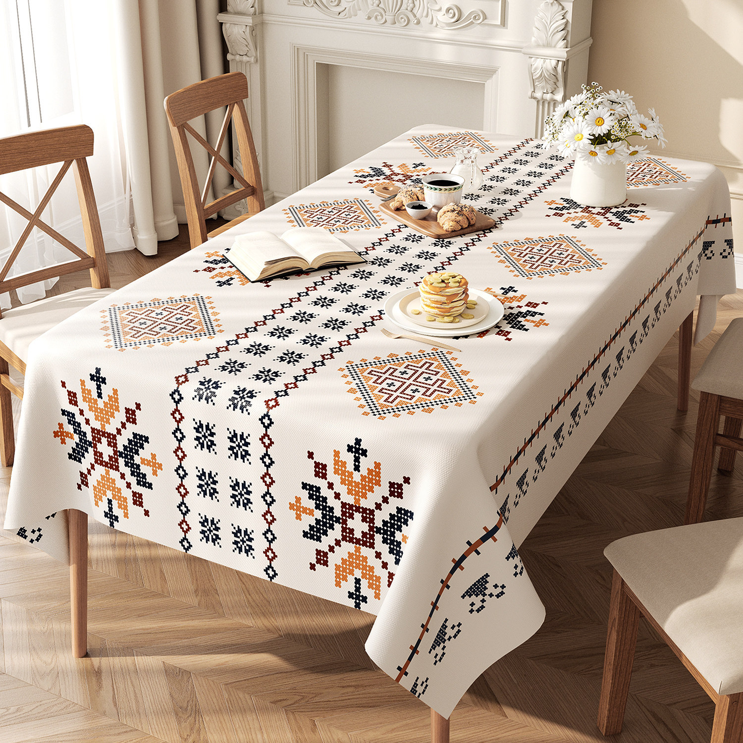 No-wash, Waterproof, Oil-resistant, Ethnic-style Fabric Tablecloth — foto 10