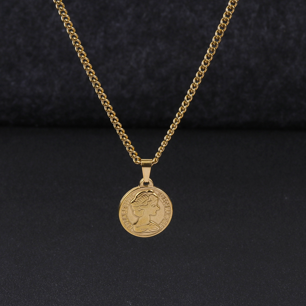 Moon Cross Titanium Steel Heart Necklace