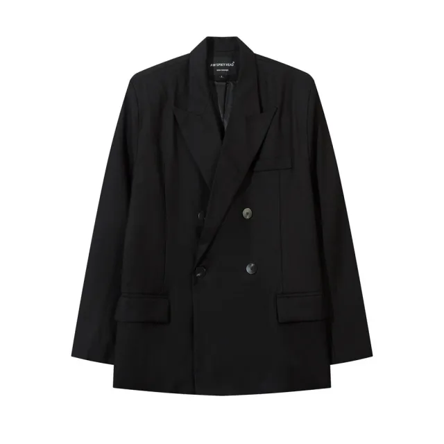 Solid Color Loose Suit Jag In The Midde Of Back Spring And Autumn Black - Shop at LoveMi