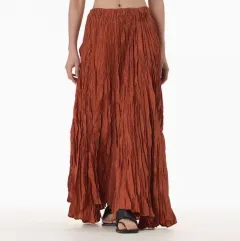 Irregular Ultra-long Mop Umbrella Skirt Slimming Pleated Half-length - Orange - View 1
