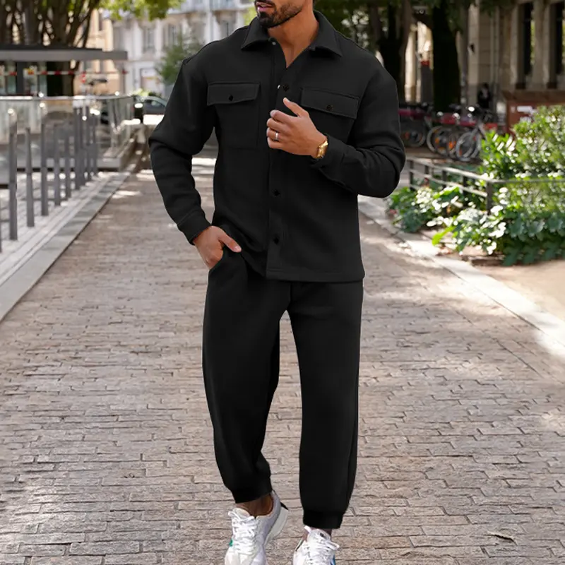 Suede Single-breasted Solid Color Slim Fit Two-piece