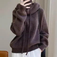 Women's Sweater Thicken Lazy Style All-match Long-sleeved Autumn Winter Warm Casual Sweater For Women - Mocha Colour Thin 500G-S - View 1