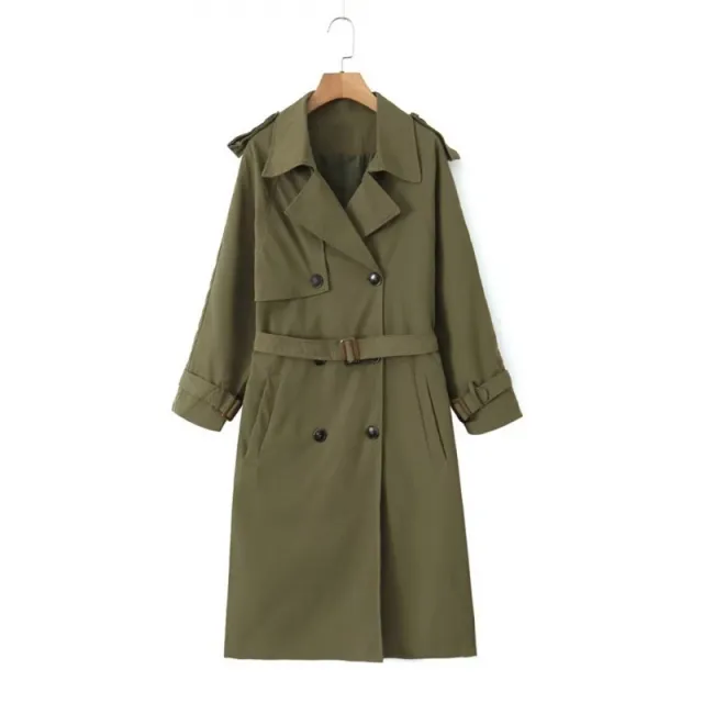 Women's Fashion Casual Long Trench Coat Army Green - Shop at LoveMi