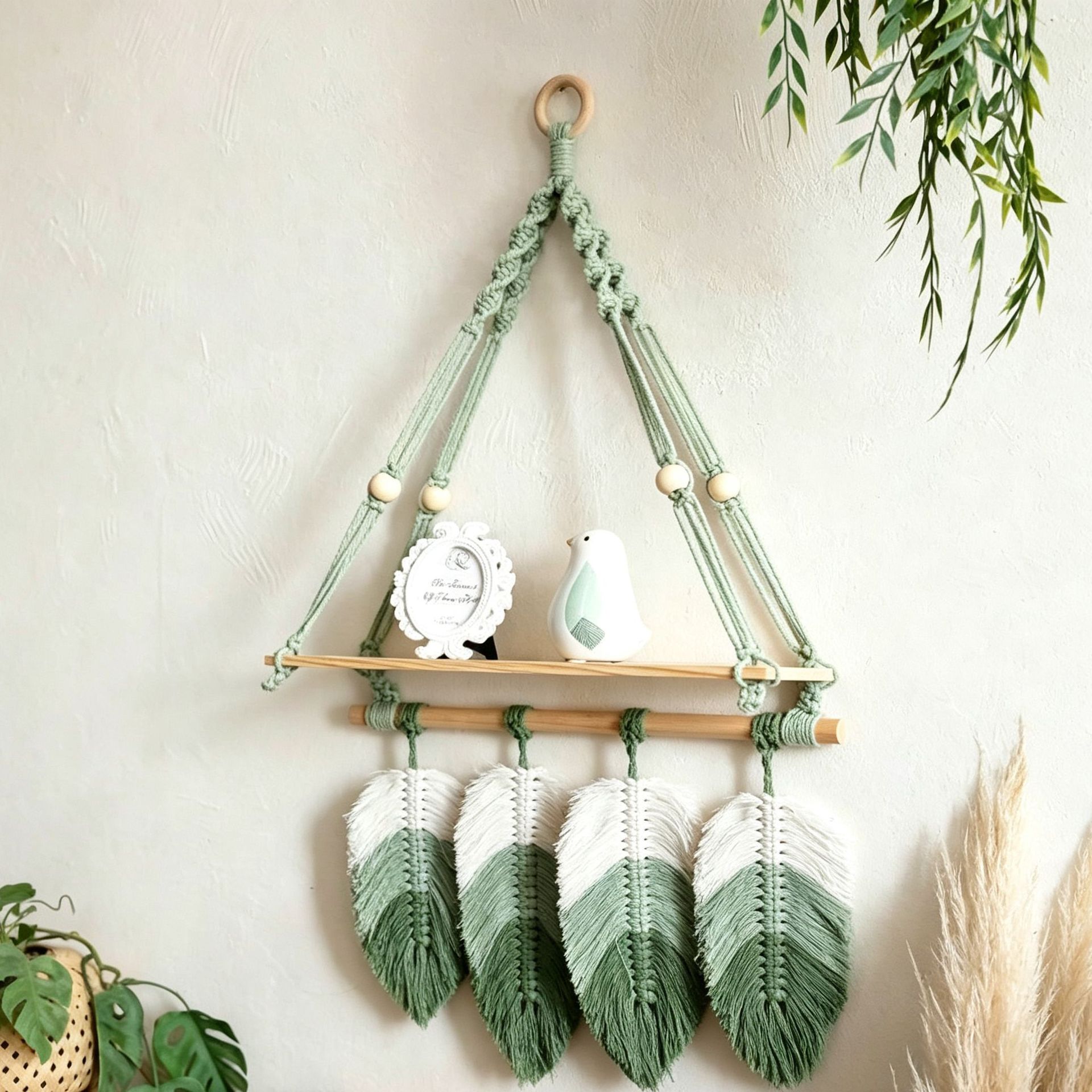 Rope-Woven Wall Shelf, Single Layer, picture 2 of 4
