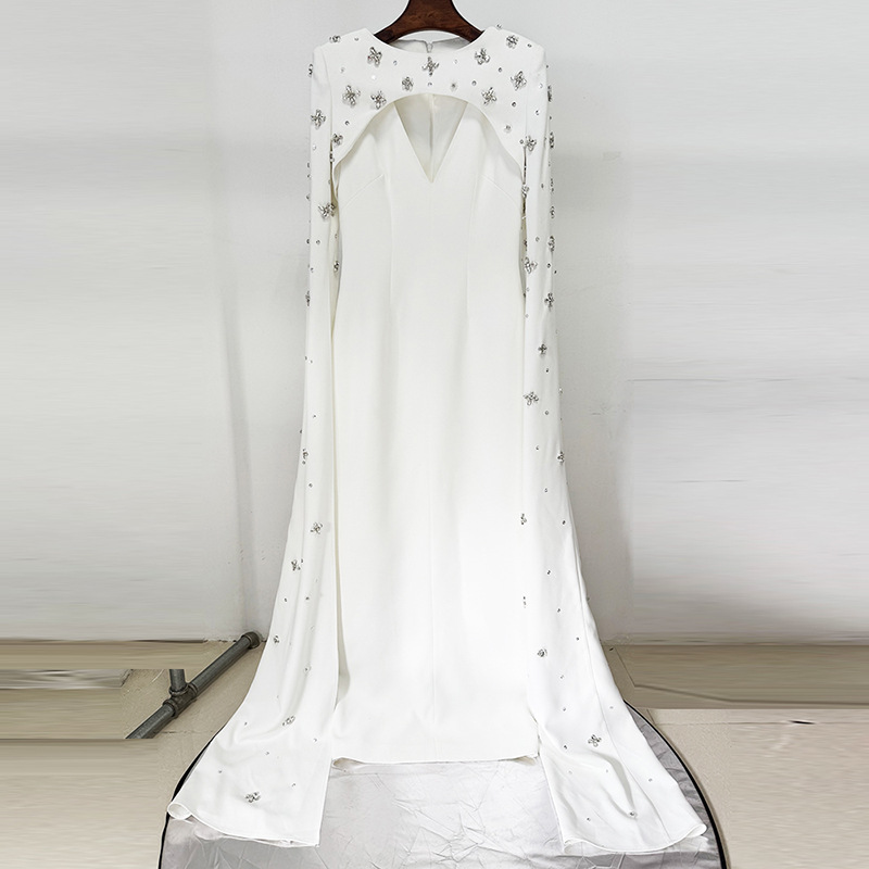 Heavy-duty Beaded And Diamond-encrusted Off-shoulder Long Dress