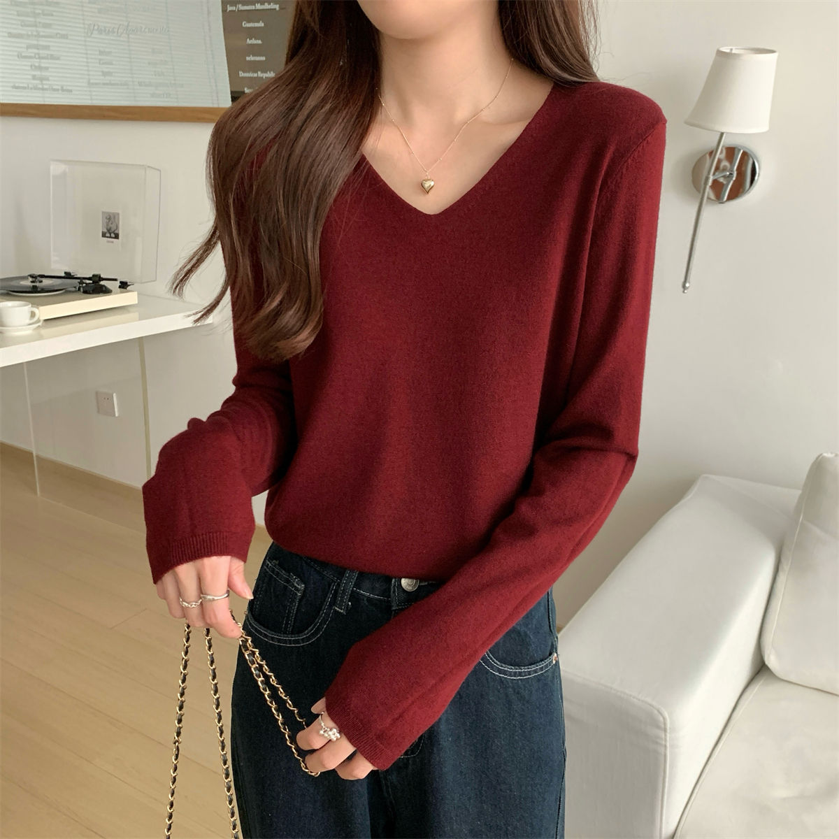 Loose Vneck Soft Cozy Sweater For Layering