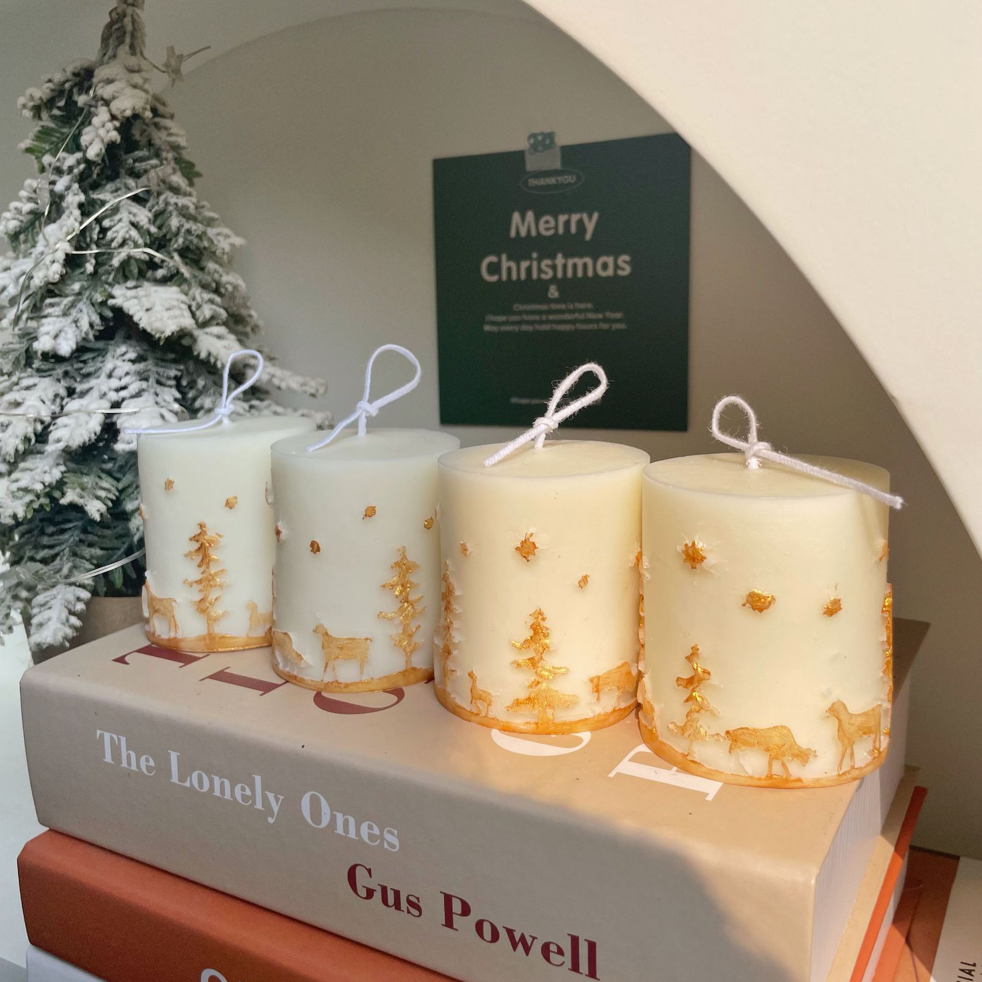 Title 7, Christmas Candle Hand-painted Relief Cylinder