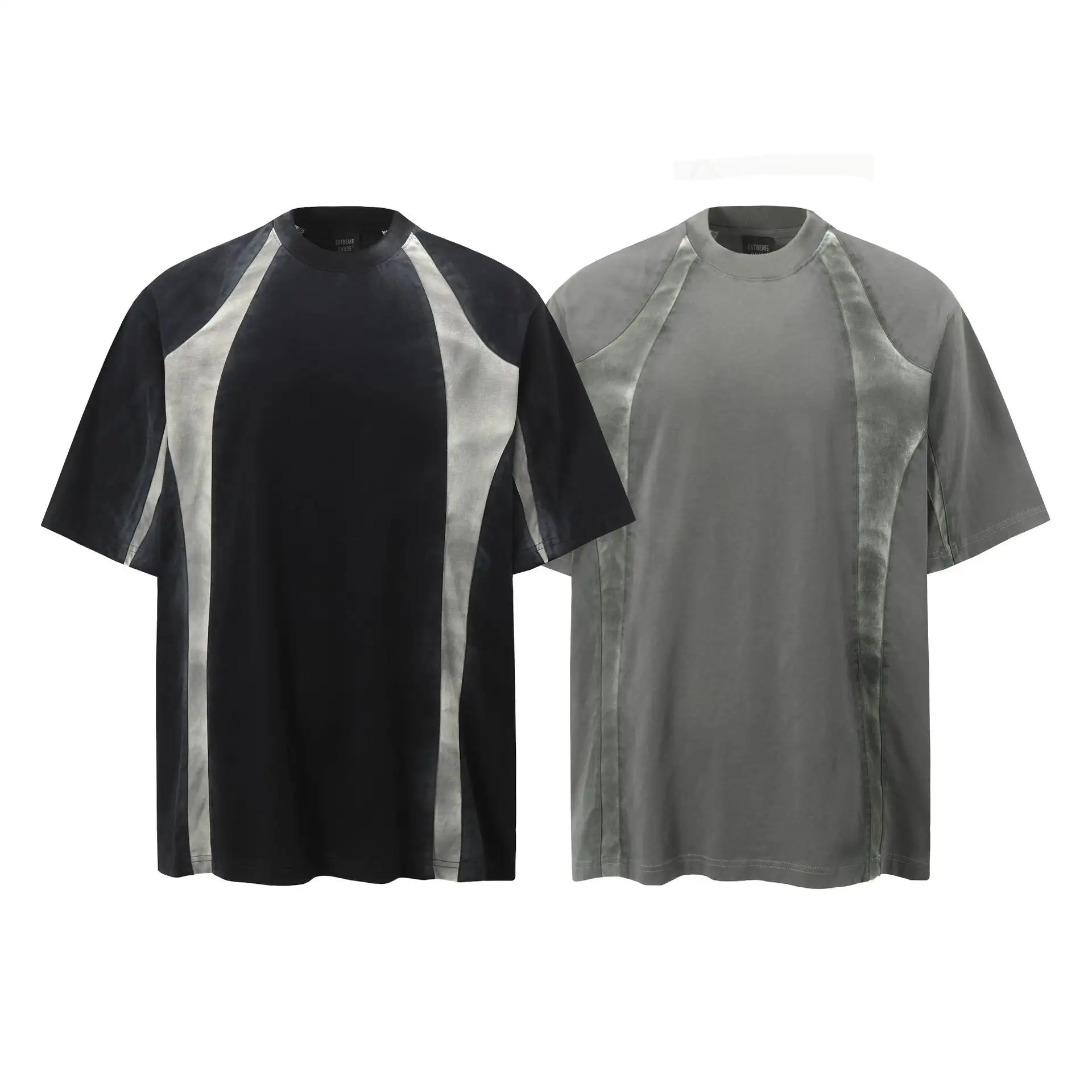 American Street Fashion Simple Stitching Loose Short Sleeve T-shirt