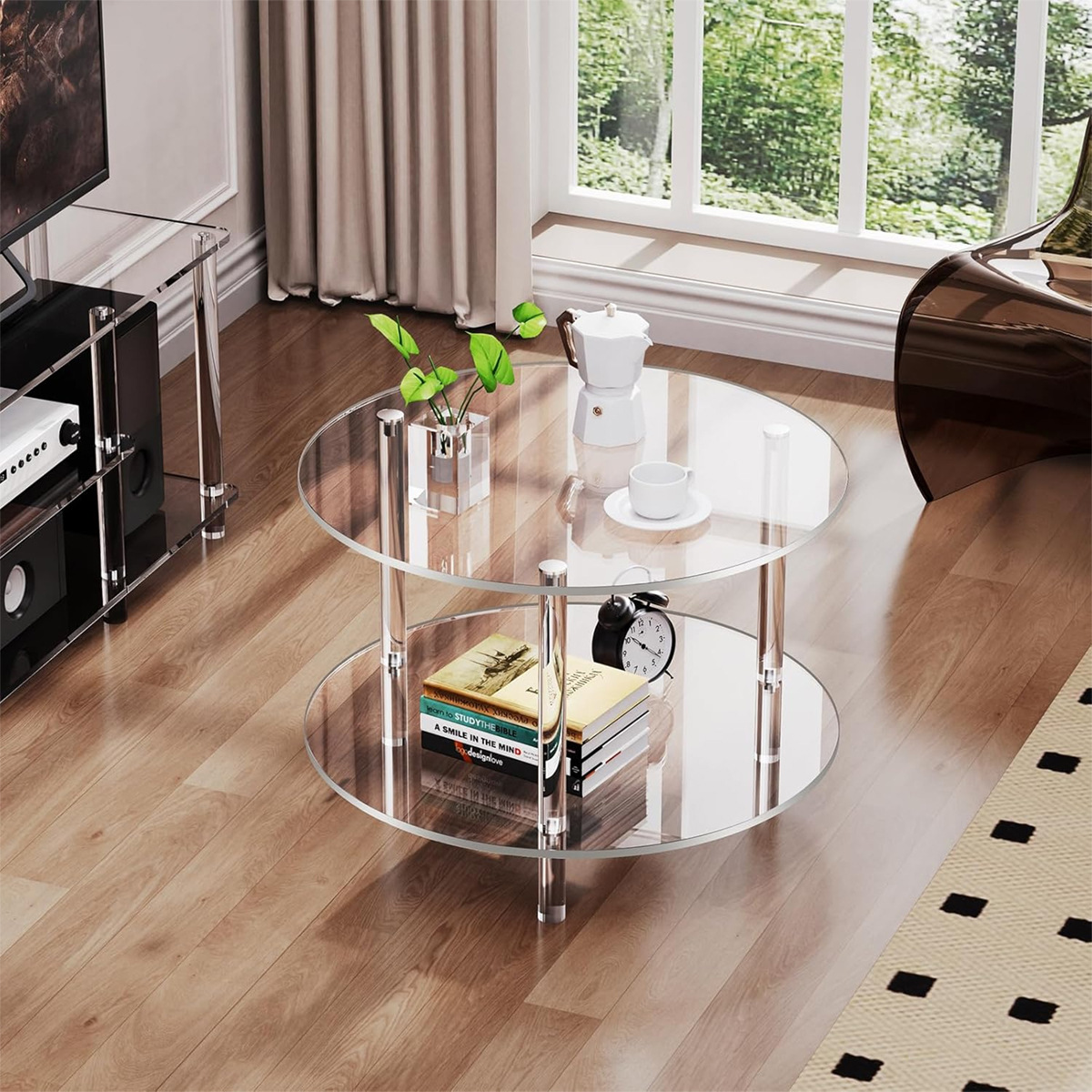 Acrylic Coffee Compact Living Room Side Table For Home Use Minimalist Portable Storage Shelf