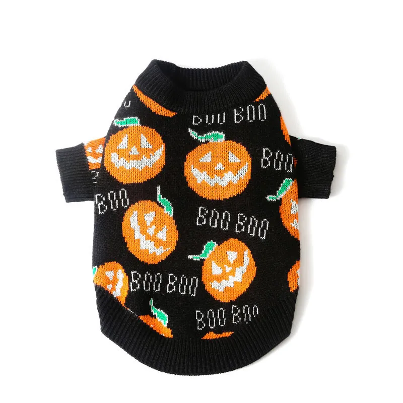 Halloween Pet Dog Sweater Pumpkin Pattern - Black